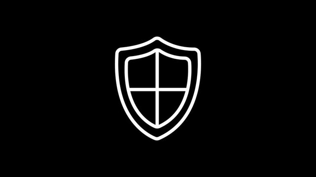 Shield with sword icon animation. 4k stock video