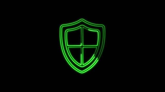 Shield with sword icon animation. 4k stock video