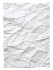 A crumpled sheet of white paper displaying a textured surface, reflecting light and shadows.