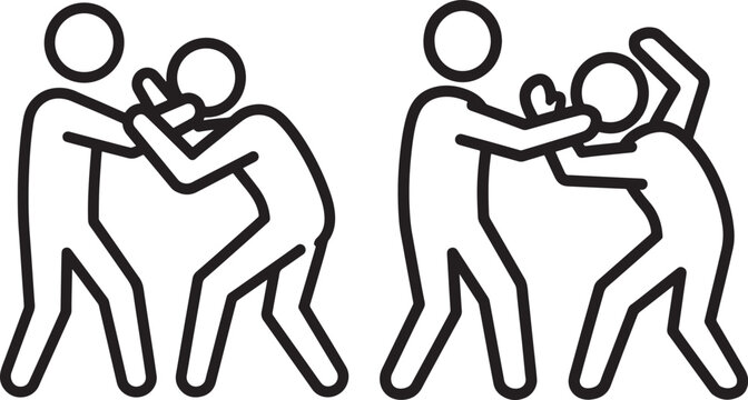 Fight silhouette boxing combat martial art concept