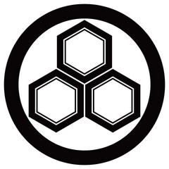 家紋です。丸に三つ盛亀甲といいます。