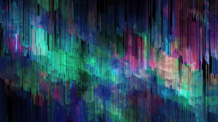 Colorful neon pixel sort art background. Bright digital glitch effect texture. Abstract data distortion for wallpaper and modern design.