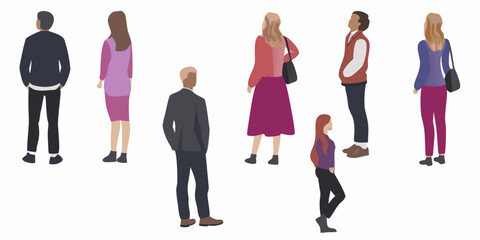 Fototapeta premium A group of people standing together viewed from the back or side