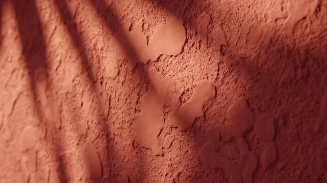 Textured red surface with organic patterns and shadows for backgrounds