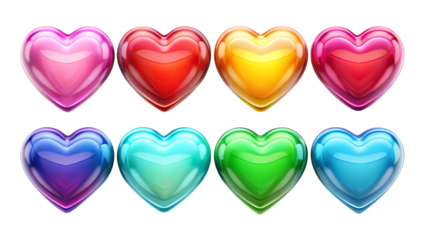 Colorful shiny hearts on black background rainbow colors