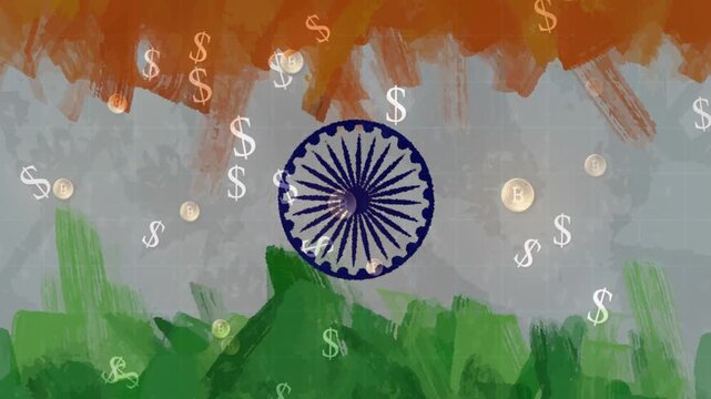 Indian currency and economy thriving with financial success indicators