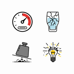 Fototapeta premium Emotional overload and pressure icon set. Stress and burnout concept symbols. Flat line art vector illustration