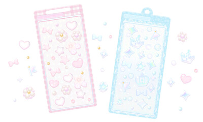 立体感のある装飾シールが集まったシートのイラスト