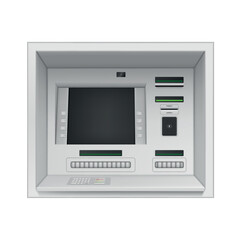 Illustration build in bank cash ATM machine displayed on a white background for commercial and personal use in financial settings