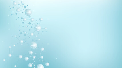 Structure molecule and communication. Dna, atom, neurons. Scientific concept for your design. Connected lines with dots. Medical, technology, chemistry, science background. illustration