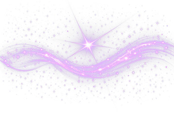 Abstract purple wave light particles with sparkling starburst and glowing magic trail for ethereal and fantasy background concepts on white background png