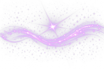Abstract purple wave light particles with sparkling starburst and glowing magic trail for ethereal and fantasy background concepts on white background png