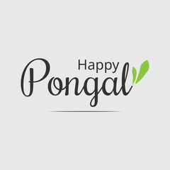 Happy Pongal Holiday Harvest Festival of Tamil Nadu South India. Hand lettering typography, modern brush ink calligraphy. Vector illustration for greeting card, poster, banner, social media post