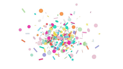 Colorful confetti explosion isolated on transparent background