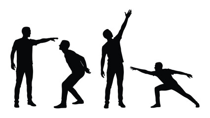 silhouette figures depicting various dynamic poses suggesting movement action and diverse physical expressions