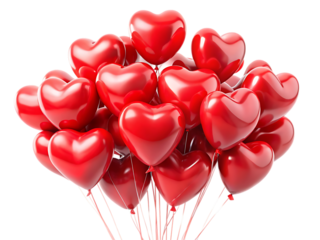 Red heart shaped balloons on black background bunch of balloons 1