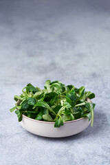 Fresh lamb's lettuce corn salad in bowl © EdienuFoto