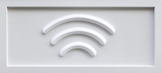 The Wi-Fi Symbol Embossed on Minimalist Monochrome Wall Panel in Soft Light