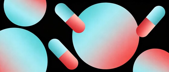 ミニマルな光彩が漂う円形とカプセルの抽象アート