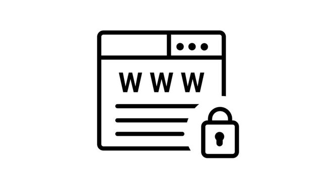 Internet privacy Motion Icon. Web browser interface with secure padlock icon for internet privacy and encrypted data protection concepts.