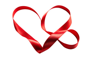 Red satin ribbon heart shape on black background Valentine's Day