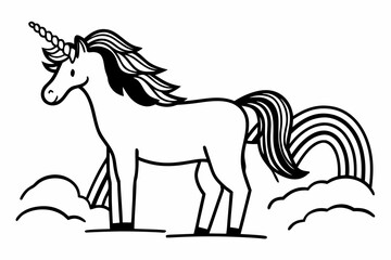 Obraz premium Black horse with white background