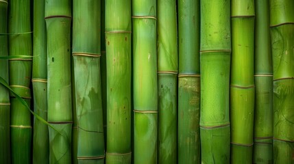 Obraz premium Bamboo Stems Closeup Green Natural Background.