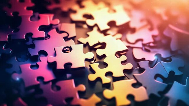 April 2nd: Puzzle pieces on abstract background, symbolizing World Autism Awareness Day. Background for websites and banners.Copy space