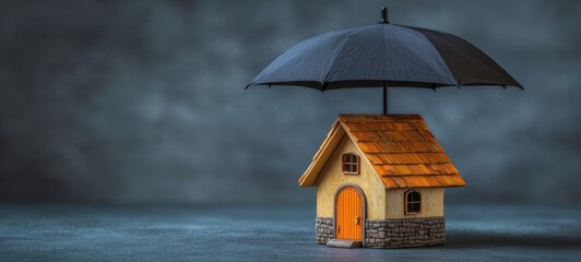 The House Under an Umbrella Symbolizing Home Insurance, Protection, and Financial Security
