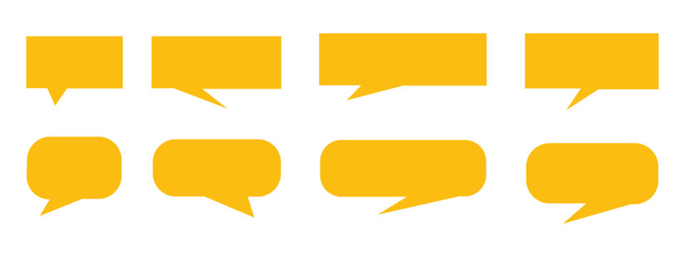Yellow speech bubble shapes icon set  vector. stickers, text boxes, communication and chat symbol. vector illustration.