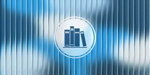 Obraz premium Library and Education Concept with Glass Icon showing Books on a Shelf for Knowledge and Learning