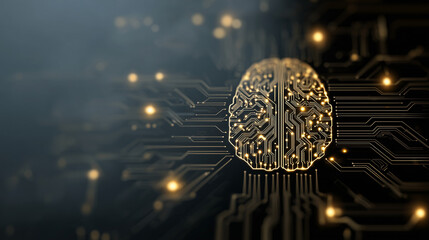 Neural network icon made with binary code. AI. Artificial Intelligence. Machine Learning. Big data analysis technology. Background with circuit board connections and tech icons. Vector Illustration. 