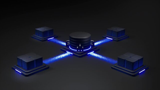 High-Tech Blue Database Server Infrastructure Loop