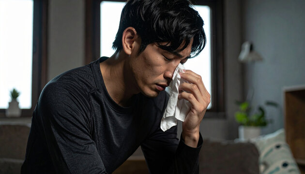 泣いている男性