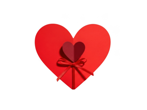 Red heart with ribbon - Powered by Adobe