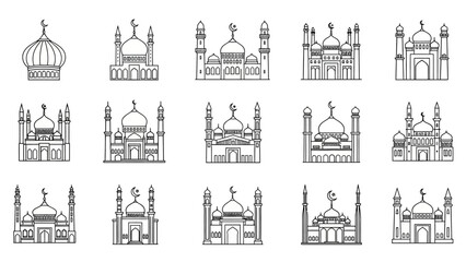 Naklejka premium Collection of Architectural Dome Illustrations and Buildings.