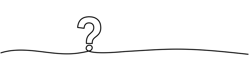 Question mark continuous one line. Hand drawn black quastion mark Editable stroke