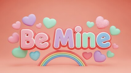 Colorful hearts and rainbow expressing love and affection