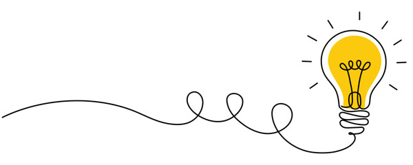 Light Bulb continuous one line drawing. Single line vector illustration with editable stroke. Idea concept