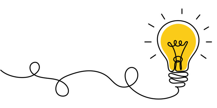 Light Bulb continuous one line drawing. Single line vector illustration with editable stroke. Idea concept