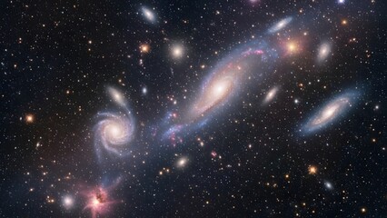 Galaxies in Cosmos: An awe-inspiring image capturing the vastness of space, showcasing swirling galaxies, radiant stars, and celestial bodies that ignite the imagination.