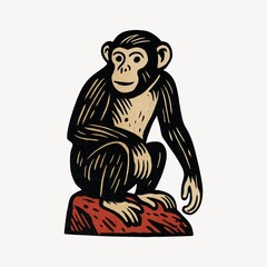 Fototapeta premium Vintage monkey illustration art