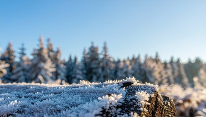 Snow-Covered Branches Under Clear Blue Sky in Winter Forest