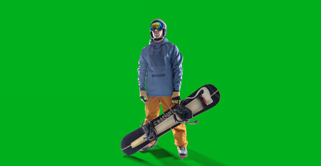 Snowboarding rider isolated on green screen. © Artur Didyk