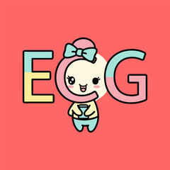 Obraz premium Cartoon character with letters e and g isolated on transparent background