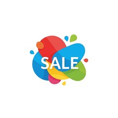 Fototapeta premium Colorful Sale Banner with Abstract Shapes.
