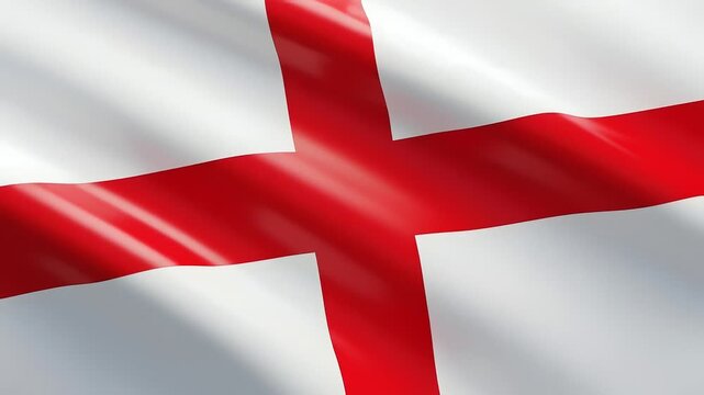Waving flag of England with red cross on white background
