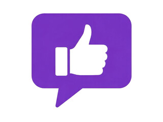 Purple thumbs up icon isolated on transparent background