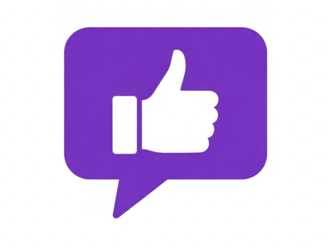 Purple thumbs up icon isolated on transparent background - Powered by Adobe