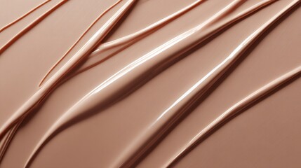 Liquid foundation smear close-up shot. Beige cosmetic cream texture swatch. Smooth makeup base or skincare product background.